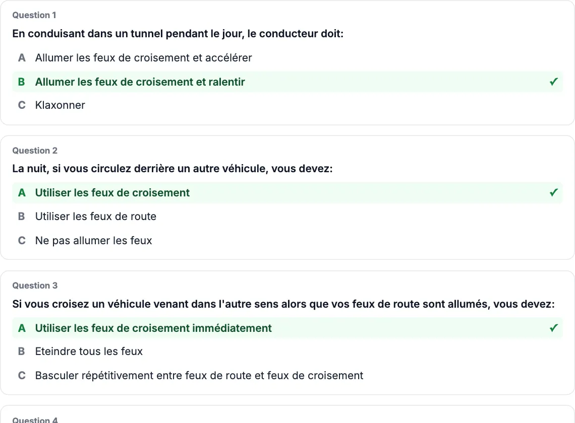 Aperçu des premières questions du PDF